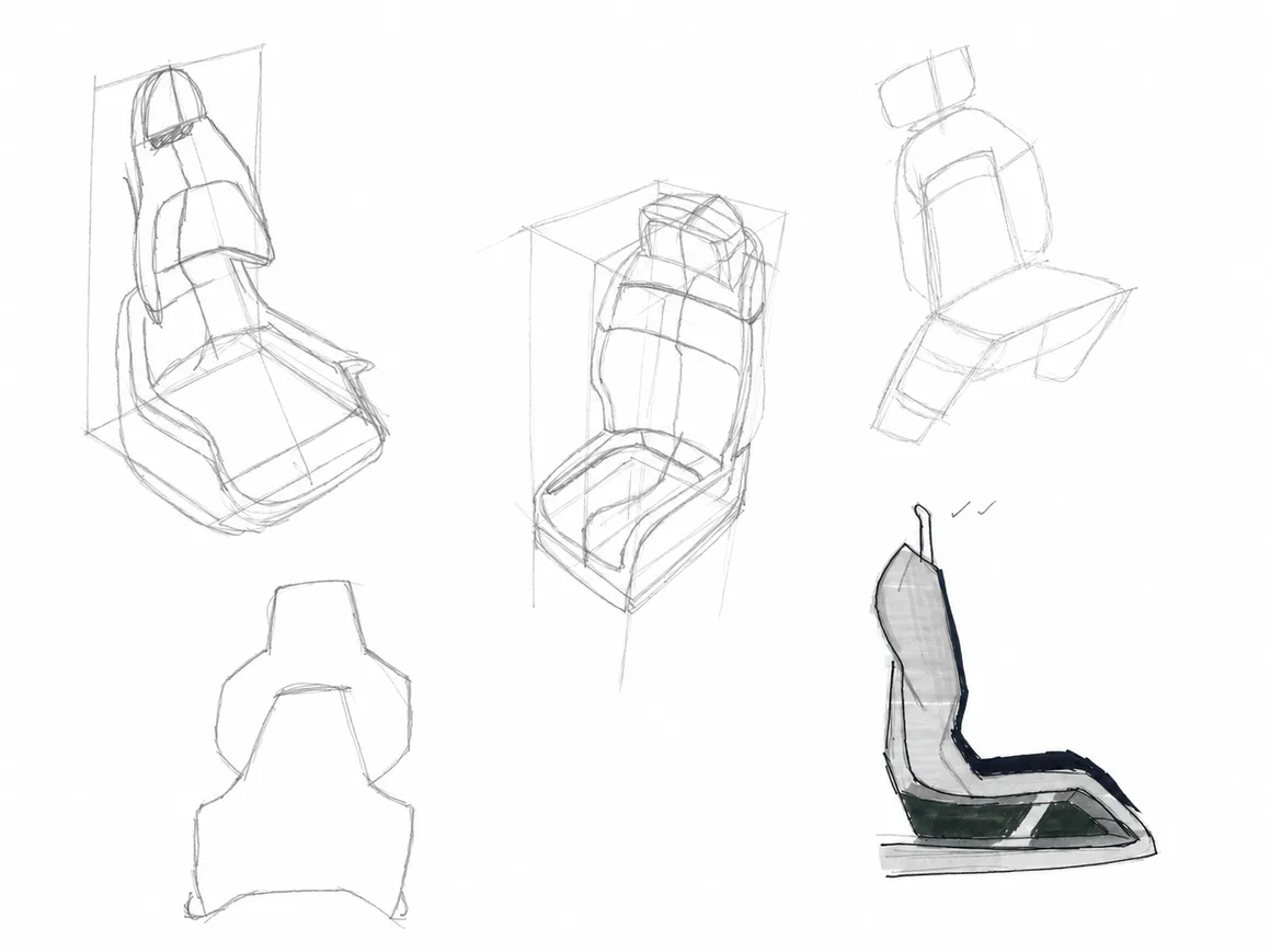 Thumbnail sketches of bucket seat silhouettes