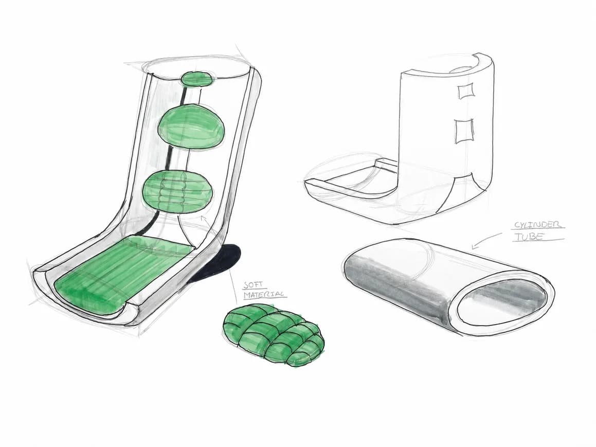 Green marker study of seat structure layers and cushions