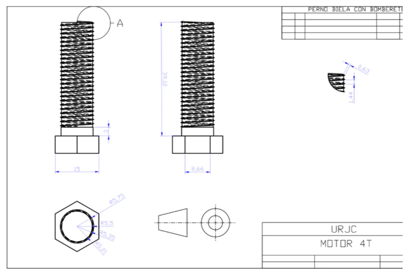 Four-stroke engine, Connecting-rod bolt — thread detail