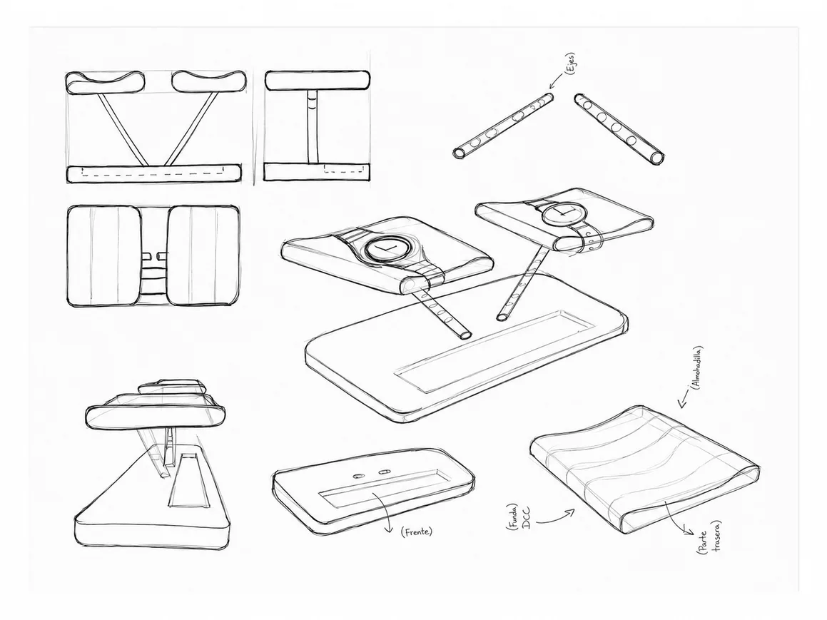 Preliminary sketches of flat trays and stands